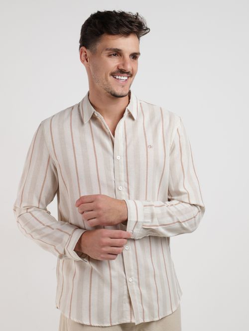 Camisa Listrada Dixie Masculina BEGE
