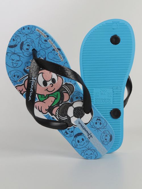 Chinelo Turma da Mônica Juvenil Para Menino - AZUL/PRETO