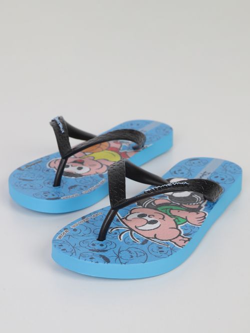 Chinelo Turma da Mônica Juvenil Para Menino - AZUL/PRETO