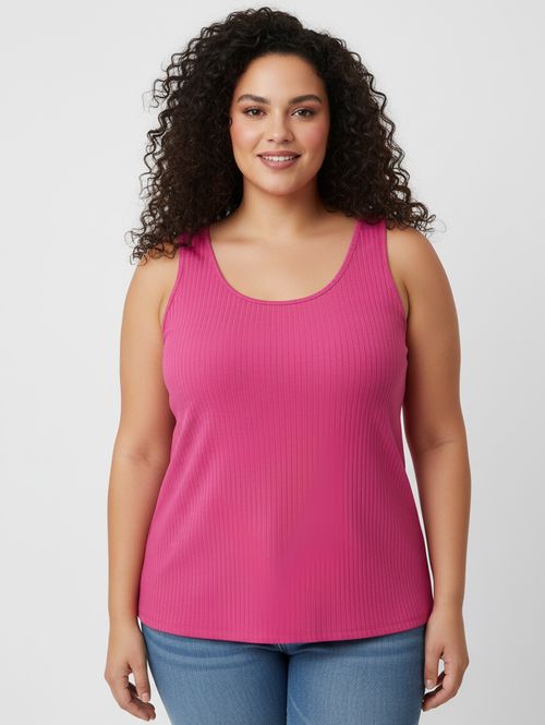Blusa Regata Básica Autentique Plus Size Feminina Rosa