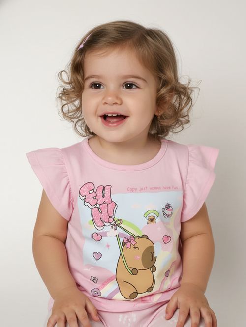 Blusa Capivara Infantil Para Menina - ROSA