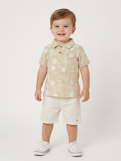 Conjunto Curto Infantil Para Menino - BEGE