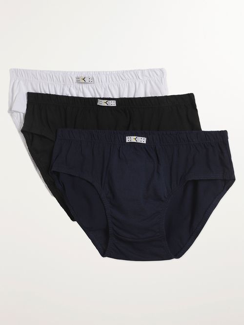 Kit Com 03 Cuecas Slip Masculinas BRANCO/PRETO/MARINHO