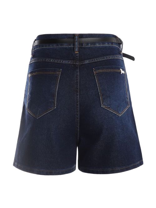 Short Jeans Com Cinto Pisom Feminino AZUL