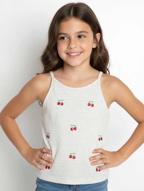 Blusa Regata Malha Juvenil Para Menina - NATURAL