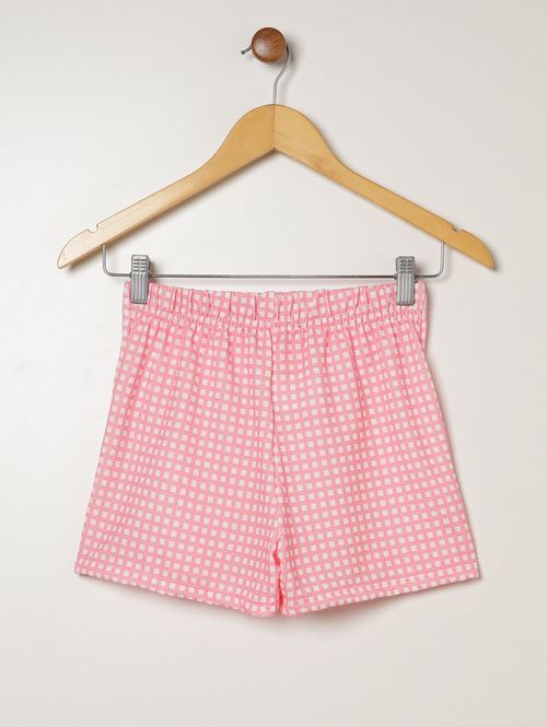Short Saia Xadrez Vels Juvenil Para Menina- ROSA