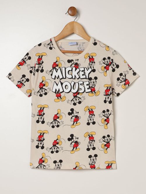 Pijama Curto Mickey Mouse Infantil Para Menino - BEGE