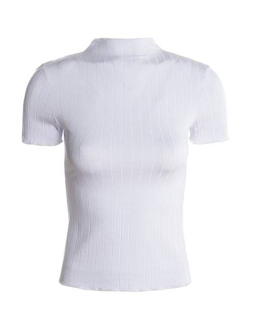 Blusa Canelada Manga Curta Autentique Feminina BRANCO