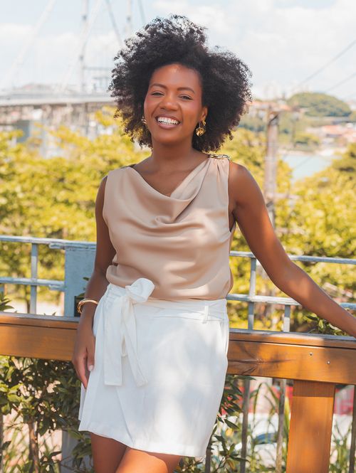 Short Saia Com Bolso Feminino OFF WHITE