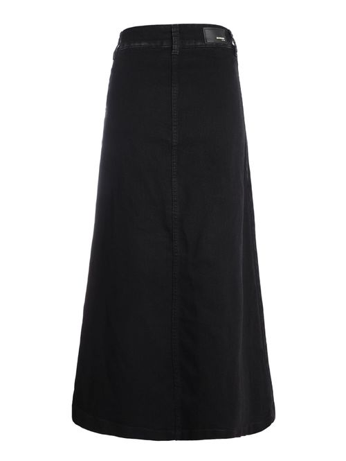 Saia Jeans Midi Fenda Frontal Sawary Feminina PRETO