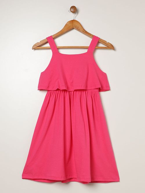 Vestido Texturizado Juvenil Para Menina- ROSA