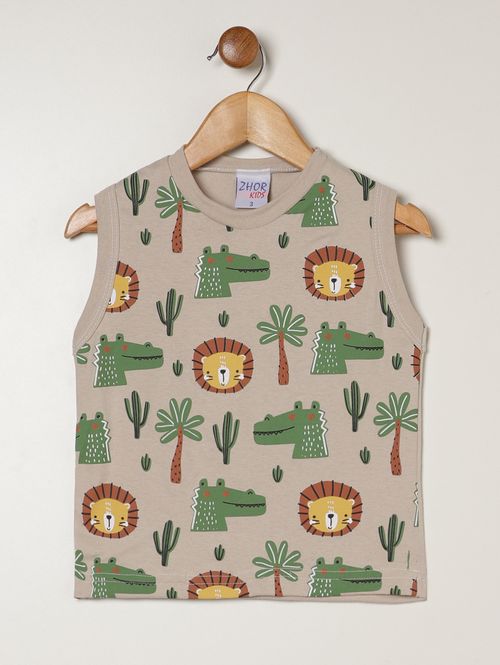 Camiseta Regata Infantil Para Menino - BEGE