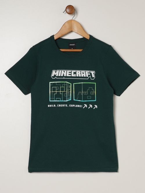 Camiseta Minecraft Juvenil Para Menino - VERDE