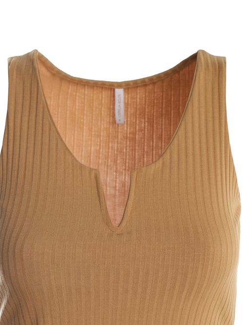 Blusa Canelada Regata Feminina CARAMELO