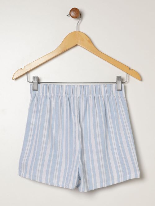 Short Saia Listrado Juvenil Para Menina - AZUL