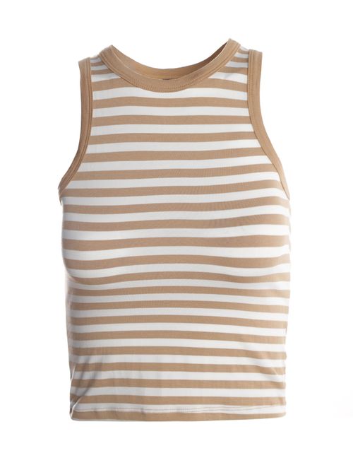 Blusa Cropped Regata Listrada Feminina CARAMELO