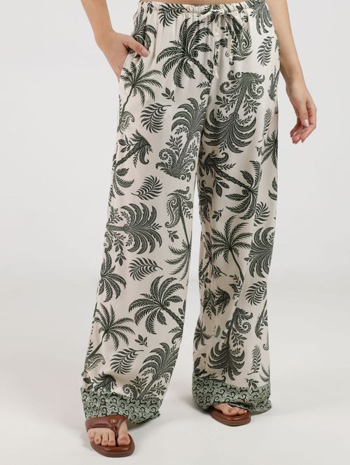 Calça Pantalona Estampada Autentique Feminina VERDE