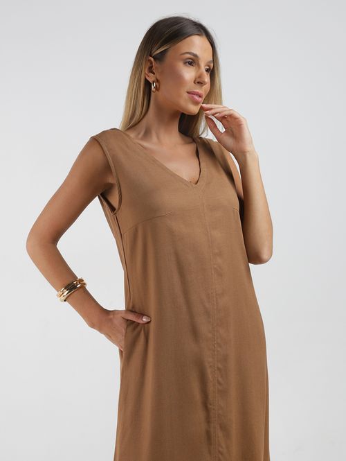 Vestido Midi Autentique Feminino MARROM