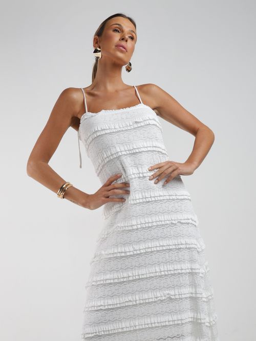 Vestido Malha Rendada Eagle Rock Feminina BRANCO