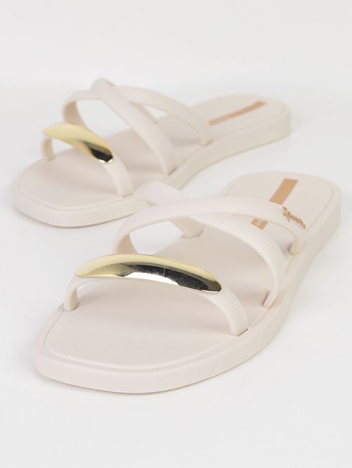 Rasteira Metal Chic Ipanema Feminina BEGE/DOURADO