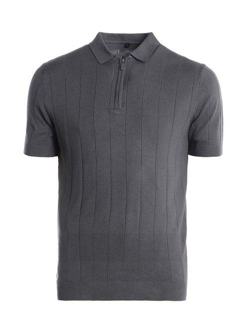 Polo Tricot Canelado Manga Curta Masculino CINZA
