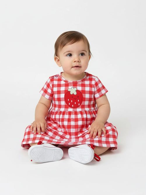 Vestido Cotton Infantil Para Menina - VERMELHO
