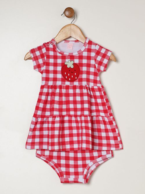 Vestido Cotton Infantil Para Menina - VERMELHO