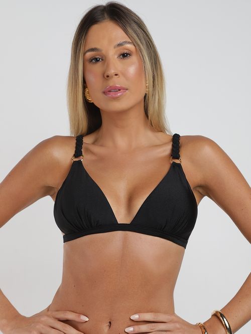Biquíni Top Acetinado Bojo Soft Feminino PRETO
