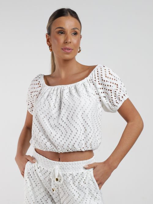 Blusa Ciganinha Malha Laíse Autentique Feminina OFF WHITE