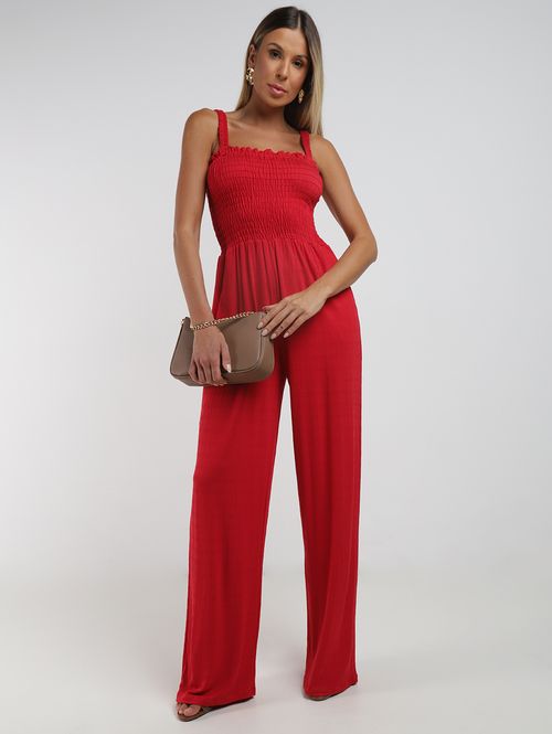 Macacão Lastex Pantalona Autentique Feminina VERMELHO