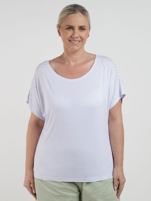 Blusa Ampla Brilhosa Plus Size Feminina BRANCO