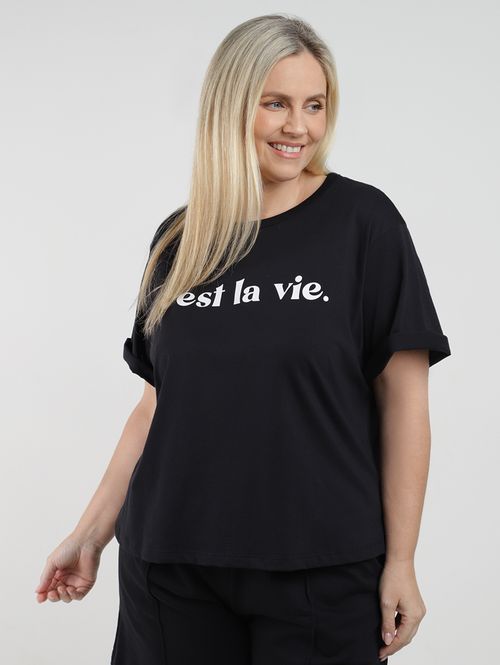 Blusa Ampla Autentique Plus Size  Feminina PRETO