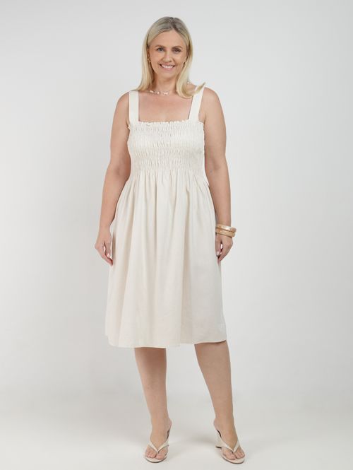 Vestido Midi Plus Size Feminino NATURAL