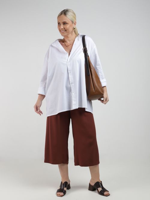 Calça Pantacourt Plus Size Feminina MARROM
