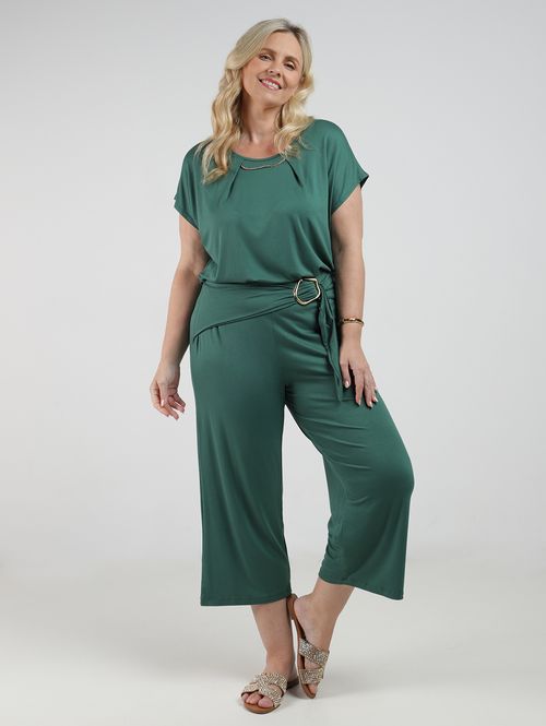 Calça Pantacourt Autentique Plus Size Feminina VERDE