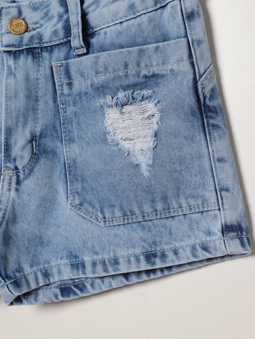 Short Jeans Juvenil Para Menina - AZUL