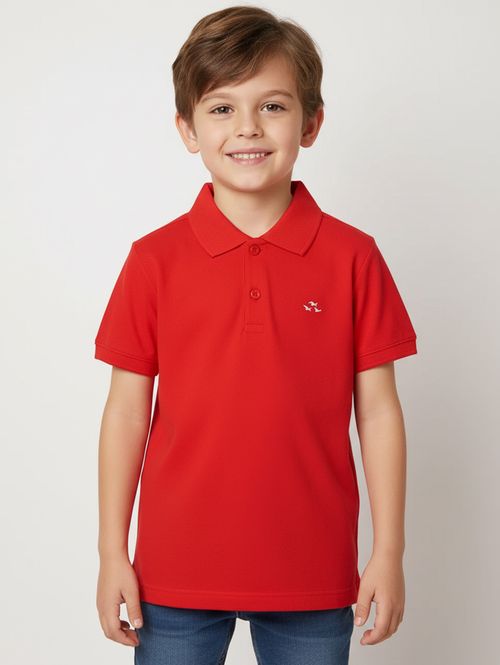 Polo Piquet Manga Curta Infantil Para Menino- VERMELHO