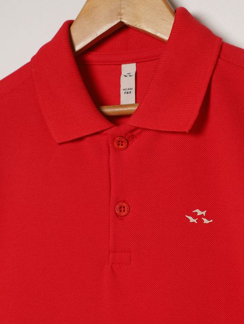Polo Piquet Manga Curta Infantil Para Menino- VERMELHO