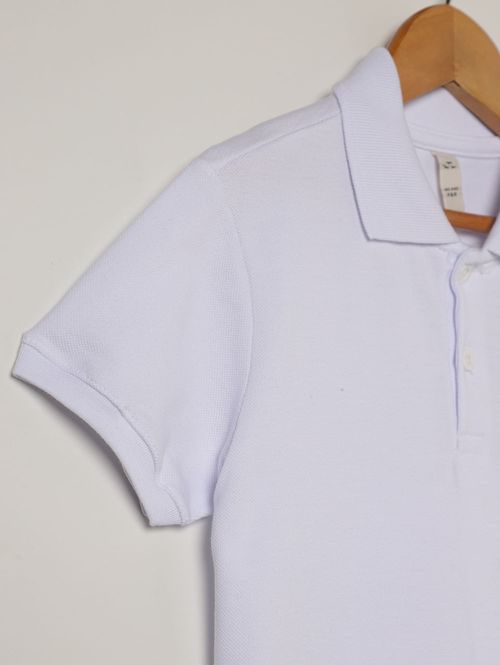Polo Piquet Manga Curta Infantil Para Menino- BRANCO