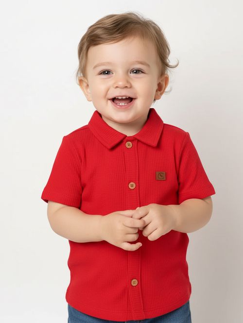 Camisa Malha Tricot Infantil Para Menino - VERMELHO