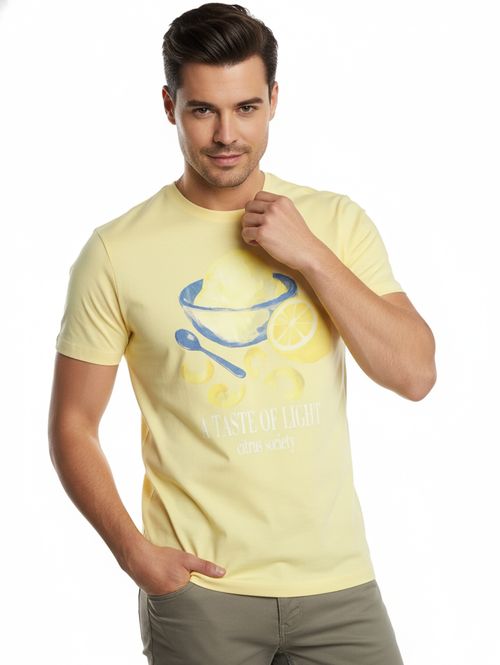 Camiseta Manga Curta Estampada Vels Masculina AMARELO