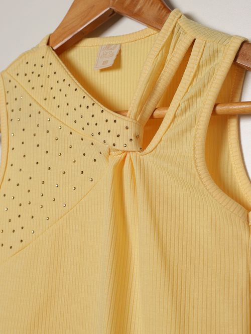 Blusa Canelada Juvenil Para Menina - AMARELO
