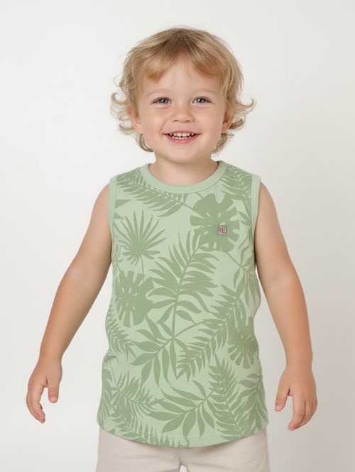 Camiseta Regata Estampada Infantil Para Menino - VERDE