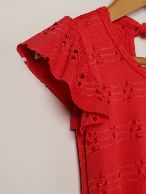 Macacão Laise Com Babado Infantil Para Menina- VERMELHO