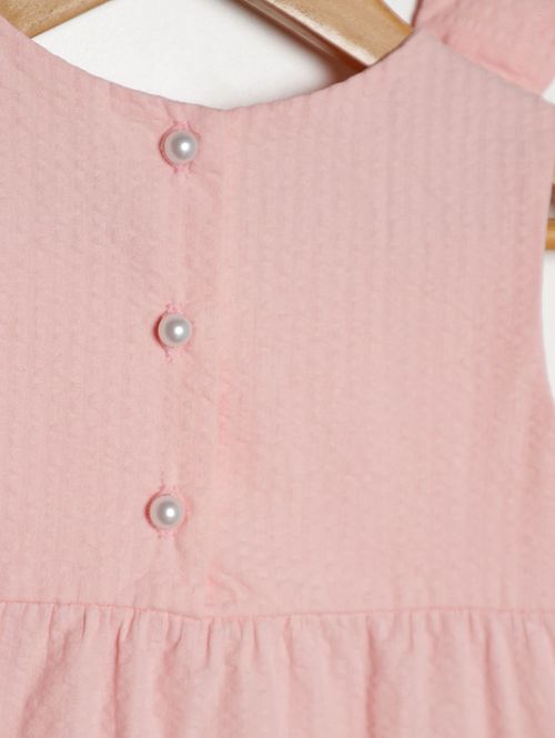 Vestido Tricoline Laço Infantil Para Menina - ROSA