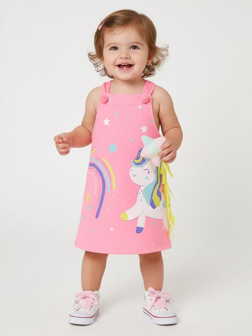 Salopete Moletinho Infantil Para Menina - ROSA