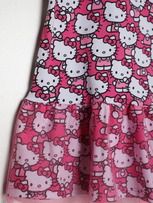Vestido Evasê Hello Kitty Infantil Para Menina - ROSA