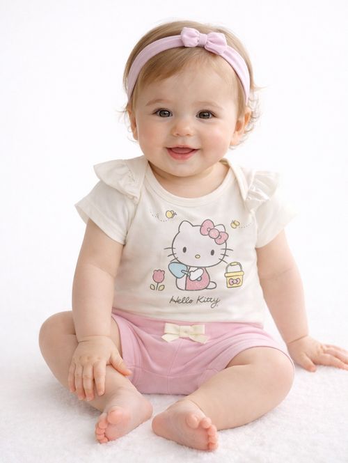 Conjunto Hello Kitty Infantil Para Bebê - OFF WHITE