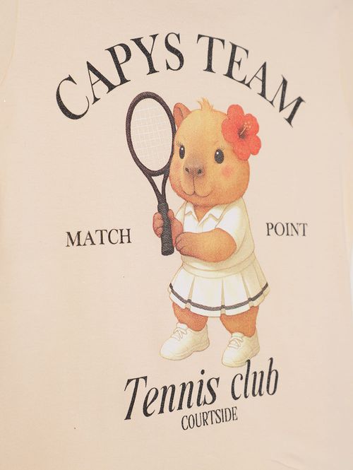 Blusa Cotton Manga Curta Juvenil Para Menina - BEGE