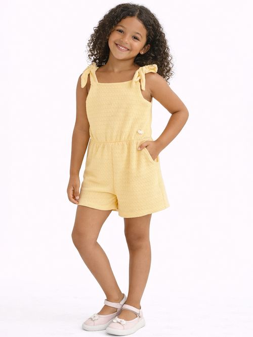 Macacão Malha Texturizada Infantil Para Menina- AMARELO
